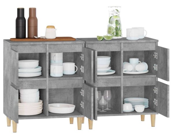 VidaXL Tálalószekrény Szett - Betonszürke - 2 db - 60x35x70 cm