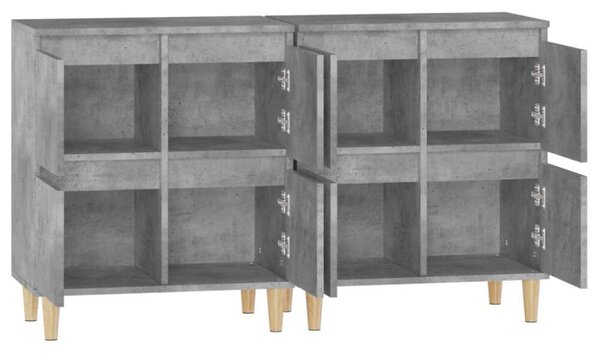 VidaXL Tálalószekrény Szett - Betonszürke - 2 db - 60x35x70 cm