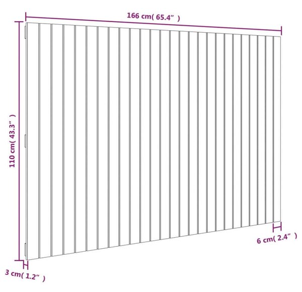 VidaXL tömör fenyőfa fali fejtámla 166 x 3 x 110 cm