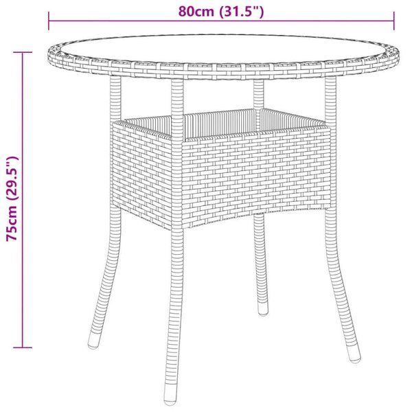 VidaXL 5 részes fekete polyrattan kerti bisztrószett