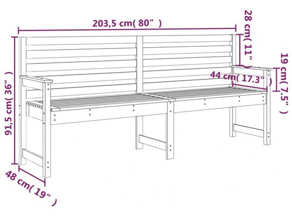 VidaXL Fenyőfa Kert Pad - 203,5cm