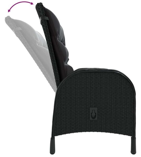 VidaXL 5 részes fekete polyrattan kerti bisztrószett