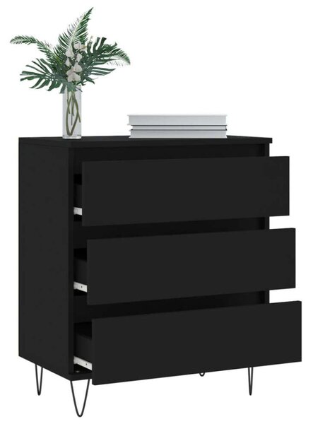 VidaXL Fekete 3 Fiókos Komód - 60x35x70 cm