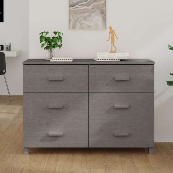 VidaXL HAMAR Tálalószekrény - 6 Fiók - Szürke - 113x40x80cm