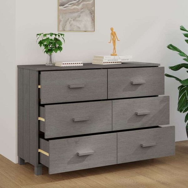 VidaXL HAMAR Tálalószekrény - 6 Fiók - Szürke - 113x40x80cm