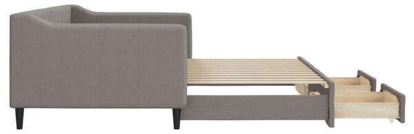 VidaXL tópszínű kihúzható szövet heverő fiókokkal 90 x 200 cm
