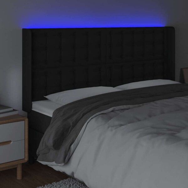 VidaXL fekete műbőr LED-es fejtámla 203x16x118/128 cm