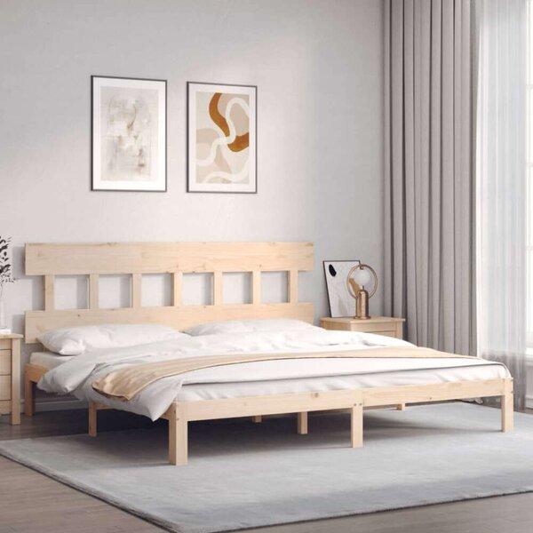 VidaXL tömör fa ágykeret fejtámlával 200 x 200 cm