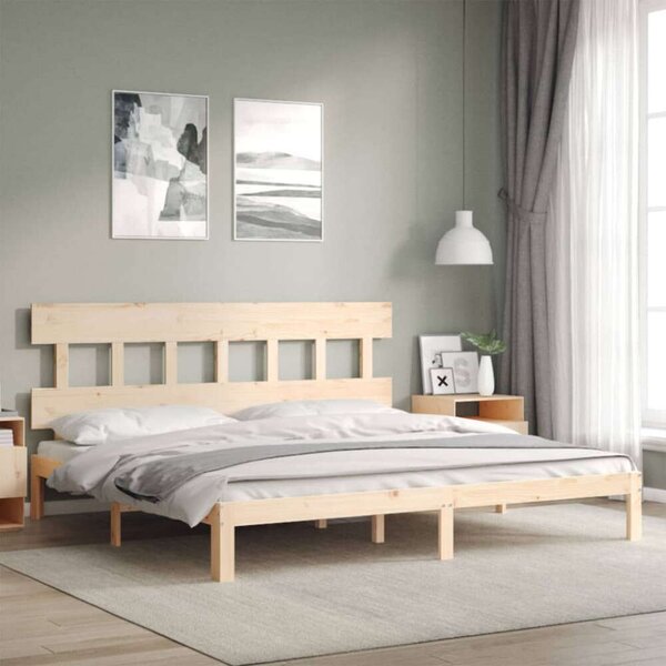 VidaXL tömör fa ágykeret fejtámlával 200 x 200 cm
