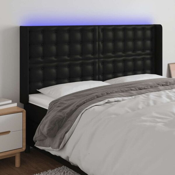 VidaXL fekete műbőr LED-es fejtámla 203x16x118/128 cm