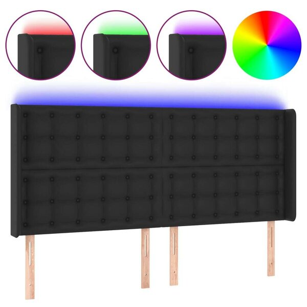 VidaXL fekete műbőr LED-es fejtámla 203x16x118/128 cm
