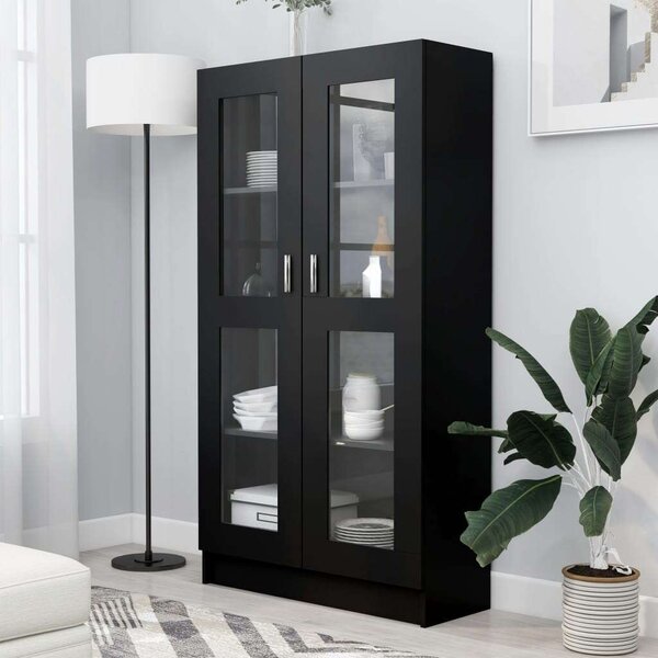 VidaXL fekete forgácslap vitrinszekrény 82,5 x 30,5 x 150 cm