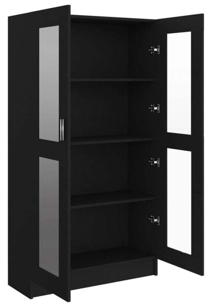 VidaXL fekete forgácslap vitrinszekrény 82,5 x 30,5 x 150 cm