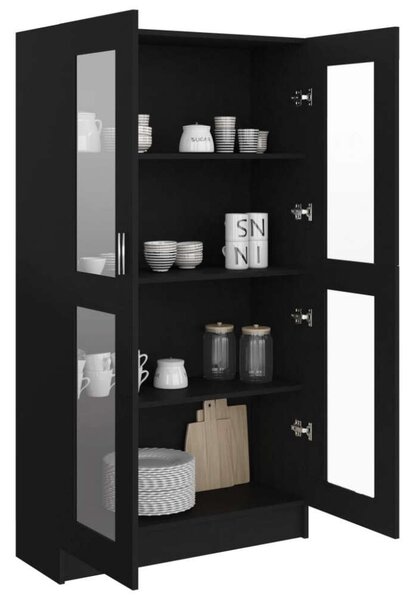VidaXL fekete forgácslap vitrinszekrény 82,5 x 30,5 x 150 cm