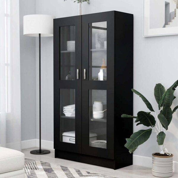 VidaXL fekete forgácslap vitrinszekrény 82,5 x 30,5 x 150 cm