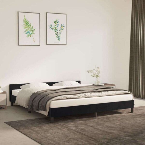 VidaXL fekete bársony ágykeret fejtámlával 180 x 200 cm