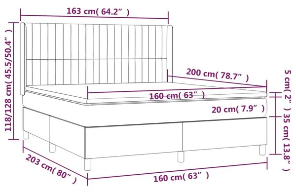 VidaXL sötétzöld bársony rugós ágy matraccal 160x200 cm