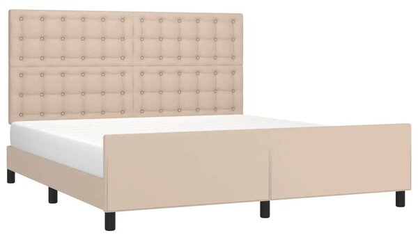 VidaXL cappuccino színű műbőr ágykeret fejtámlával 160x200 cm