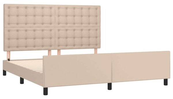VidaXL cappuccino színű műbőr ágykeret fejtámlával 160x200 cm