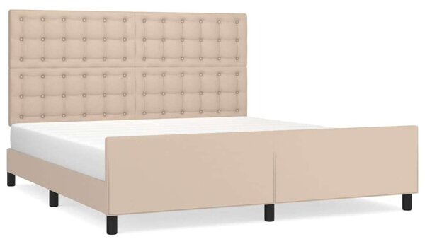 VidaXL cappuccino színű műbőr ágykeret fejtámlával 160x200 cm