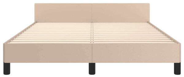 VidaXL cappuccino színű műbőr ágykeret fejtámlával 140x190 cm