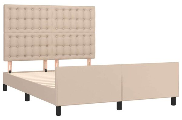VidaXL cappuccino színű műbőr ágykeret fejtámlával 140x190 cm