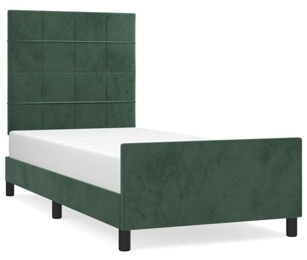 VidaXL sötétzöld bársony ágykeret fejtámlával 90x190 cm