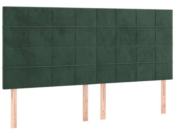 VidaXL sötétzöld bársony rugós ágy matraccal 200x200 cm