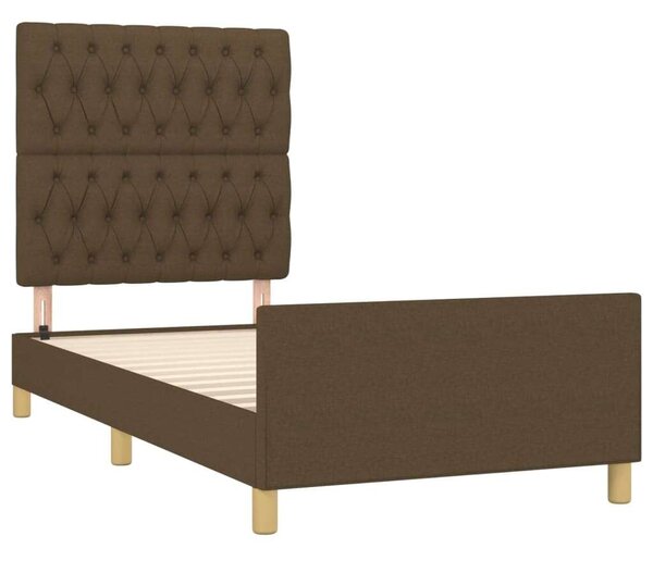 VidaXL sötétbarna szövet ágykeret fejtámlával 90 x 190 cm