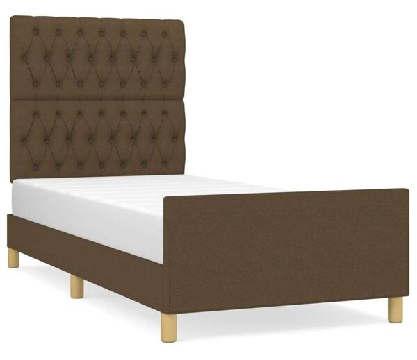 VidaXL sötétbarna szövet ágykeret fejtámlával 90 x 190 cm
