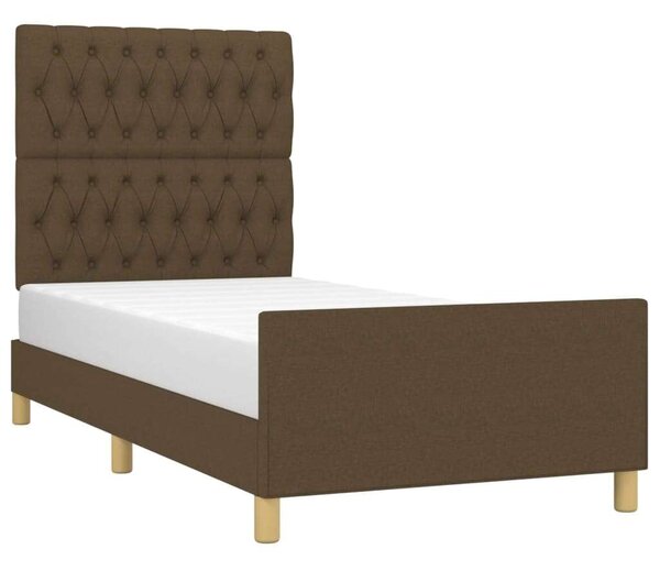 VidaXL sötétbarna szövet ágykeret fejtámlával 90 x 190 cm