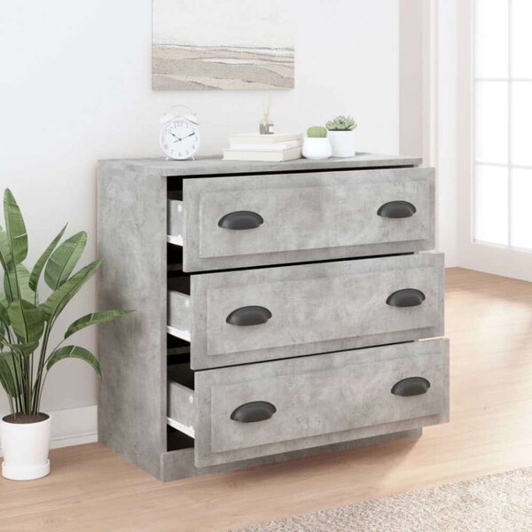 VidaXL Komód - 3 Fiókos - Beton Szürke - 70x35,5x67,5 cm