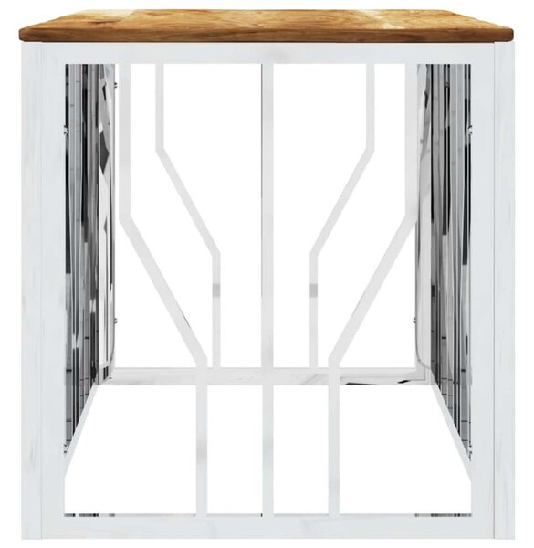 VidaXL Modern Dohányzóasztal - Akácfa és Rozsdamentes Acél - 110x45x45 cm