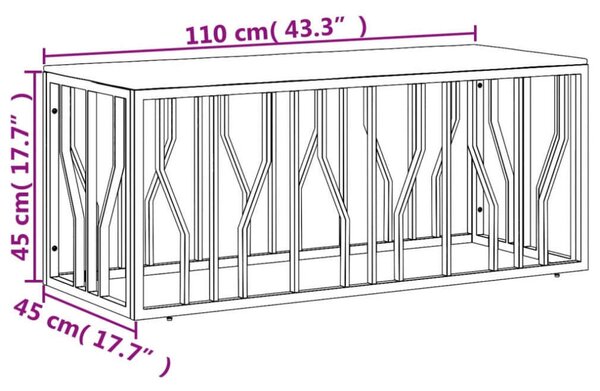 VidaXL Modern Dohányzóasztal - Akácfa és Rozsdamentes Acél - 110x45x45 cm
