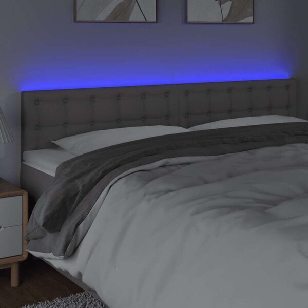 VidaXL szürke műbőr LED-es fejtámla 200 x 5 x 78/88 cm