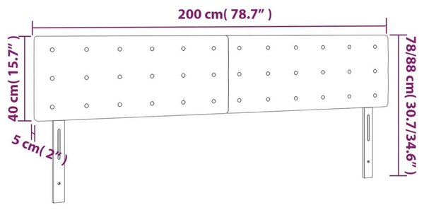 VidaXL szürke műbőr LED-es fejtámla 200 x 5 x 78/88 cm
