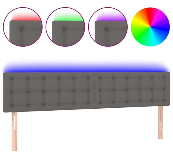 VidaXL szürke műbőr LED-es fejtámla 200 x 5 x 78/88 cm