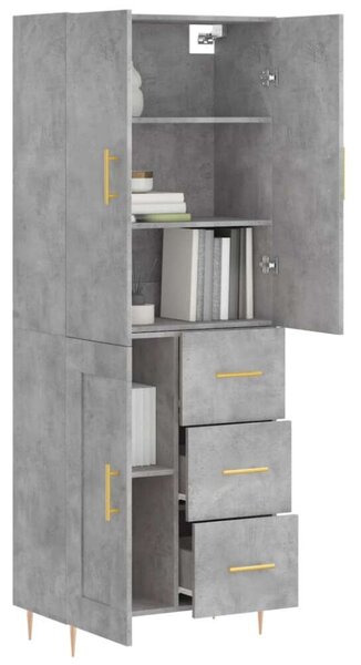 VidaXL Magas Szekrény - Beton Szürke - 180 cm