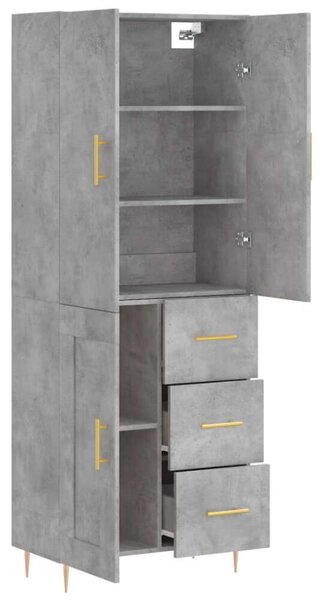 VidaXL Magas Szekrény - Beton Szürke - 180 cm