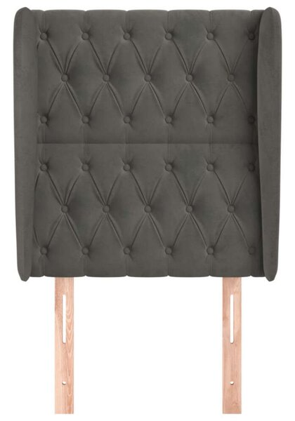 VidaXL Bársony Fejtámla Szárnyakkal - Sötétszürke - 83x23x118/128cm