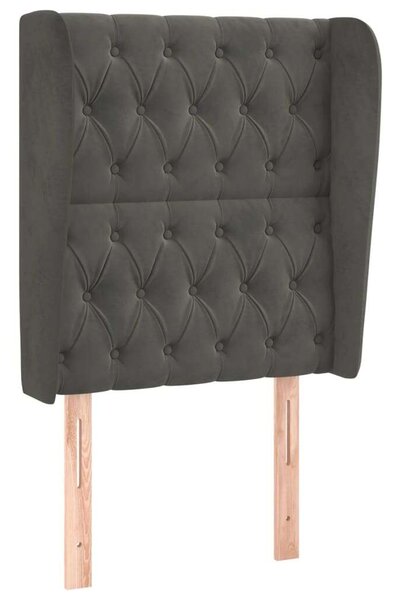 VidaXL Bársony Fejtámla Szárnyakkal - Sötétszürke - 83x23x118/128cm