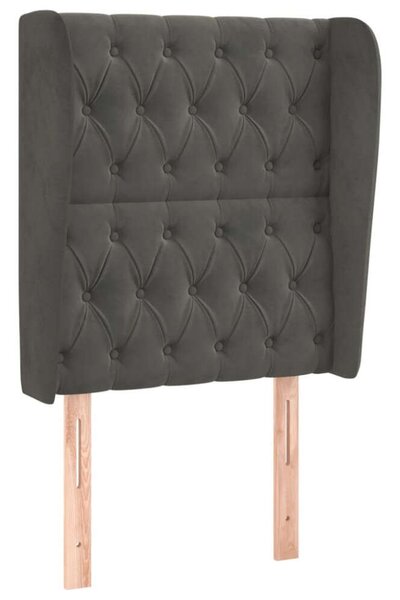 VidaXL Bársony Fejtámla Szárnyakkal - Sötétszürke - 83x23x118/128cm
