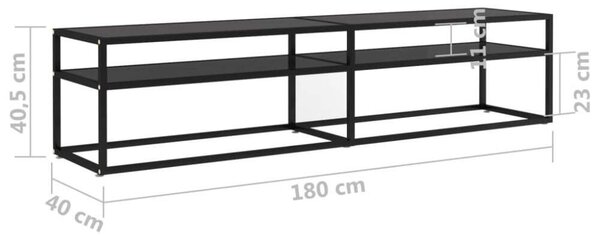 VidaXL Fekete Üveg TV Szekrény - 180 cm