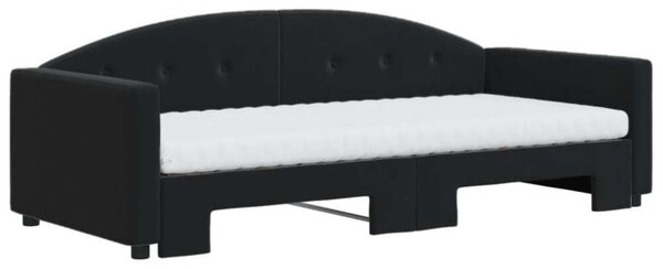 VidaXL fekete kihúzható bársony heverő matraccal 90 x 200 cm