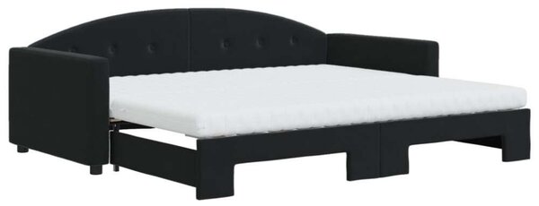VidaXL fekete kihúzható bársony heverő matraccal 90 x 200 cm
