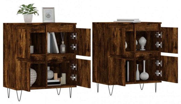 VidaXL Fa Tálalószekrény - 2 db - Füstös Tölgy - 120x35x70cm