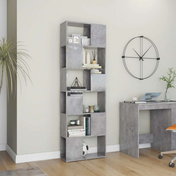 VidaXL betonszürke forgácslap térelválasztó könyvszekrény 60x24x186 cm