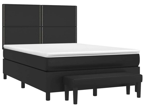 VidaXL fekete műbőr rugós ágy matraccal 140 x 200 cm