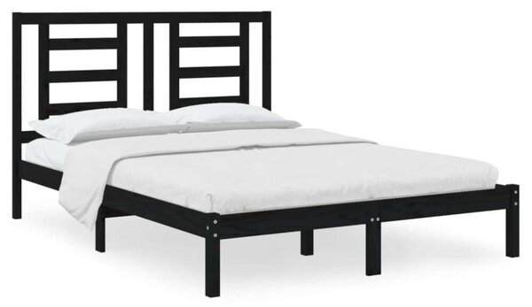 VidaXL Fekete Fenyőfa Ágykeret - 140x190 cm