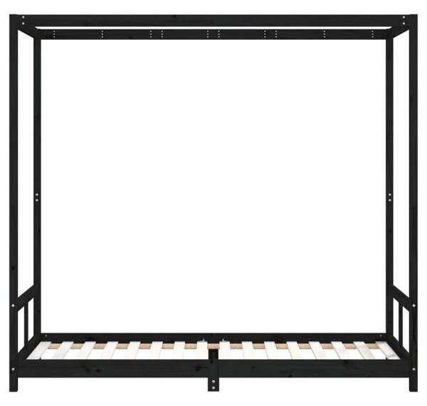 VidaXL fekete gyerek tömör fenyőfa ágykeret 80 x 200 cm